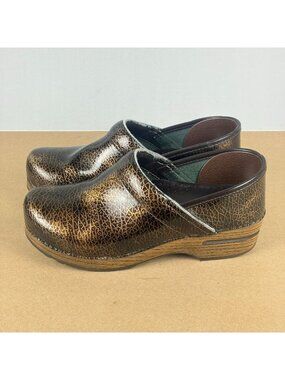 Dansko Brown Crackle Clogs Shoes Womens 7.5/8 EU 38 Casual Comfort Slip On